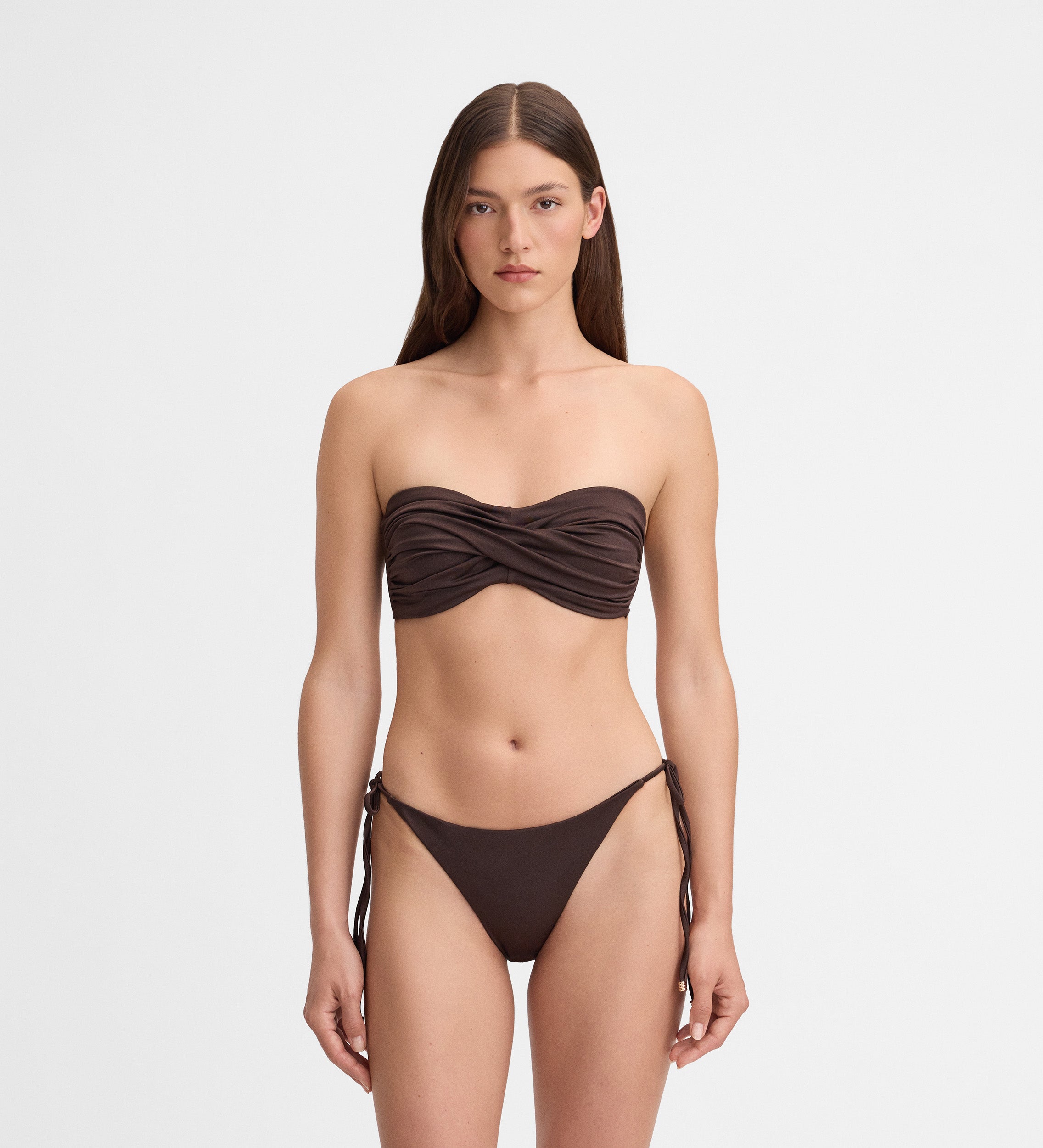 Top bikini bandeau drapeado