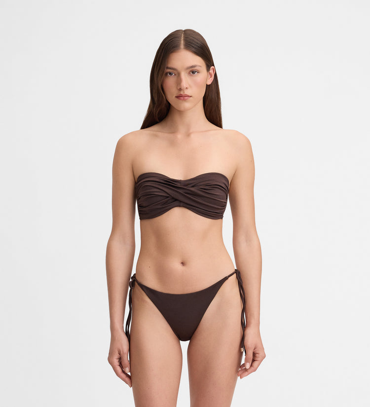 Top bikini bandeau drapeado