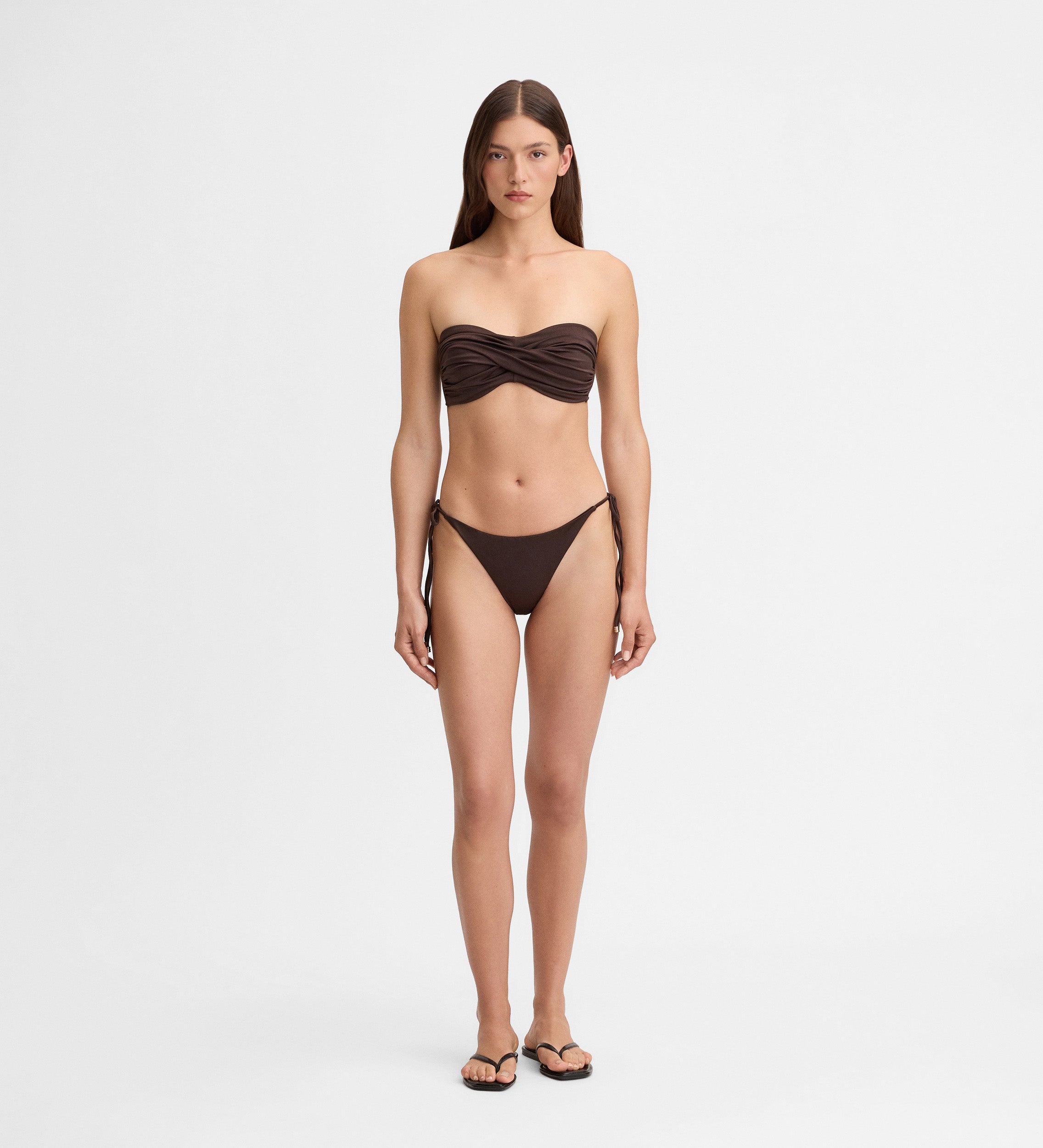 Draped bandeau bikini top