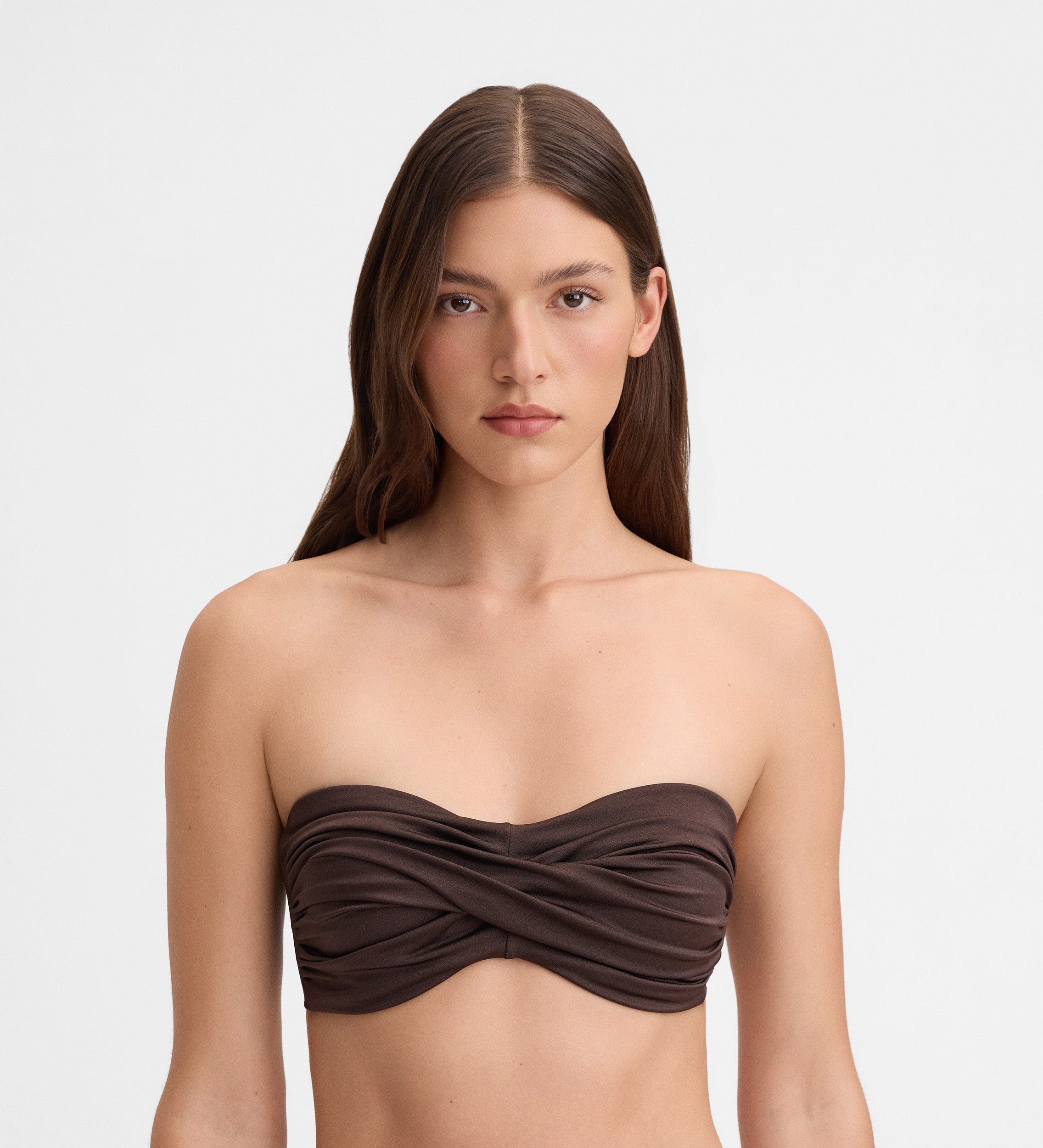 Top bikini bandeau drapeado