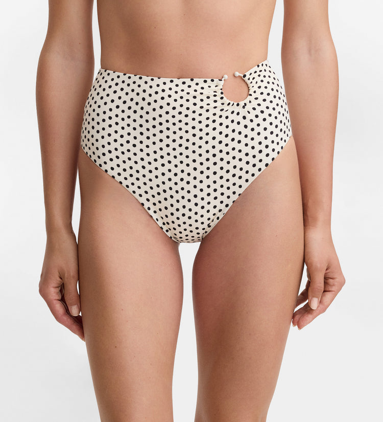 High-waisted printed bikini bottom