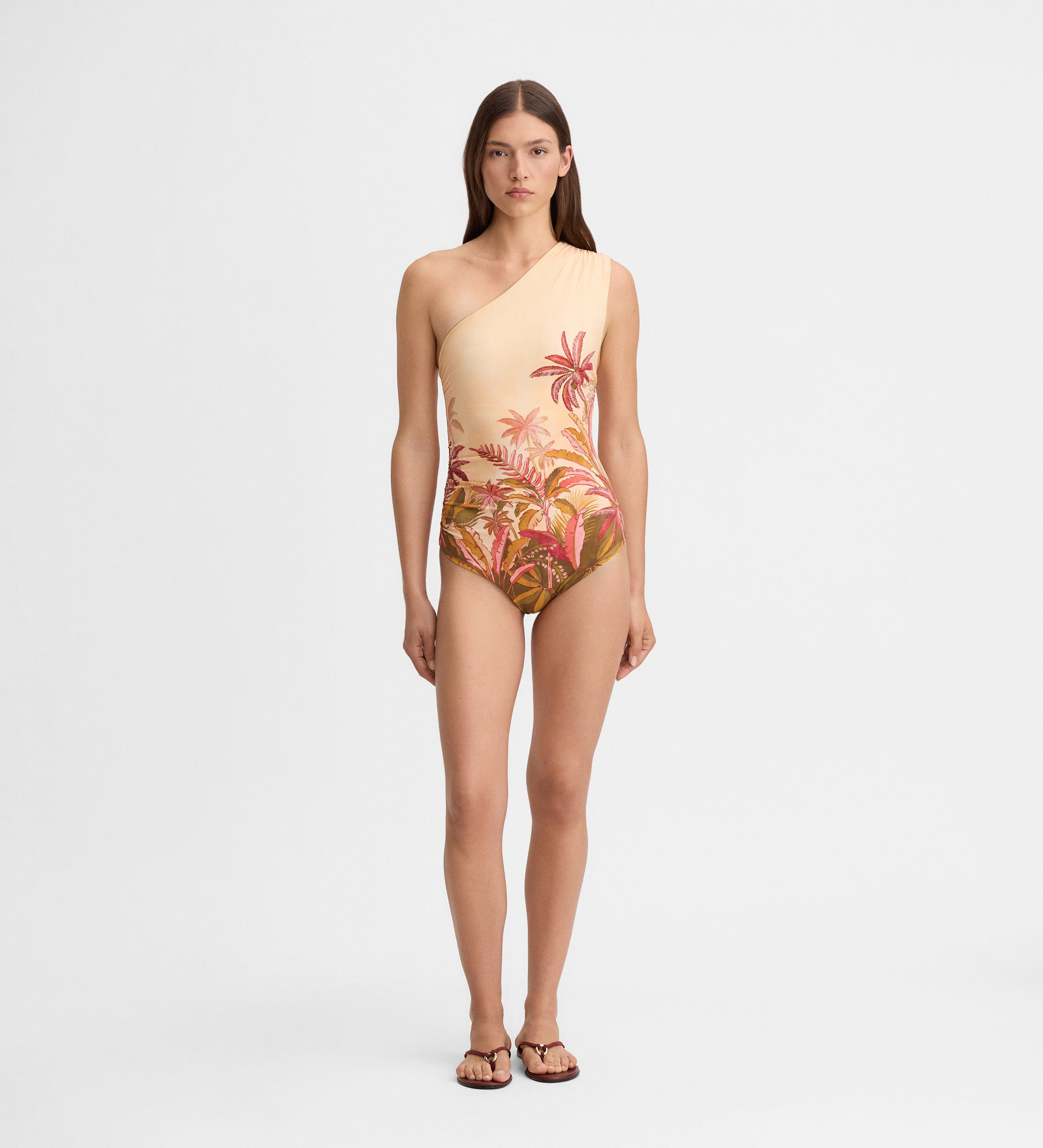 Bañador estampado escote asimétrico