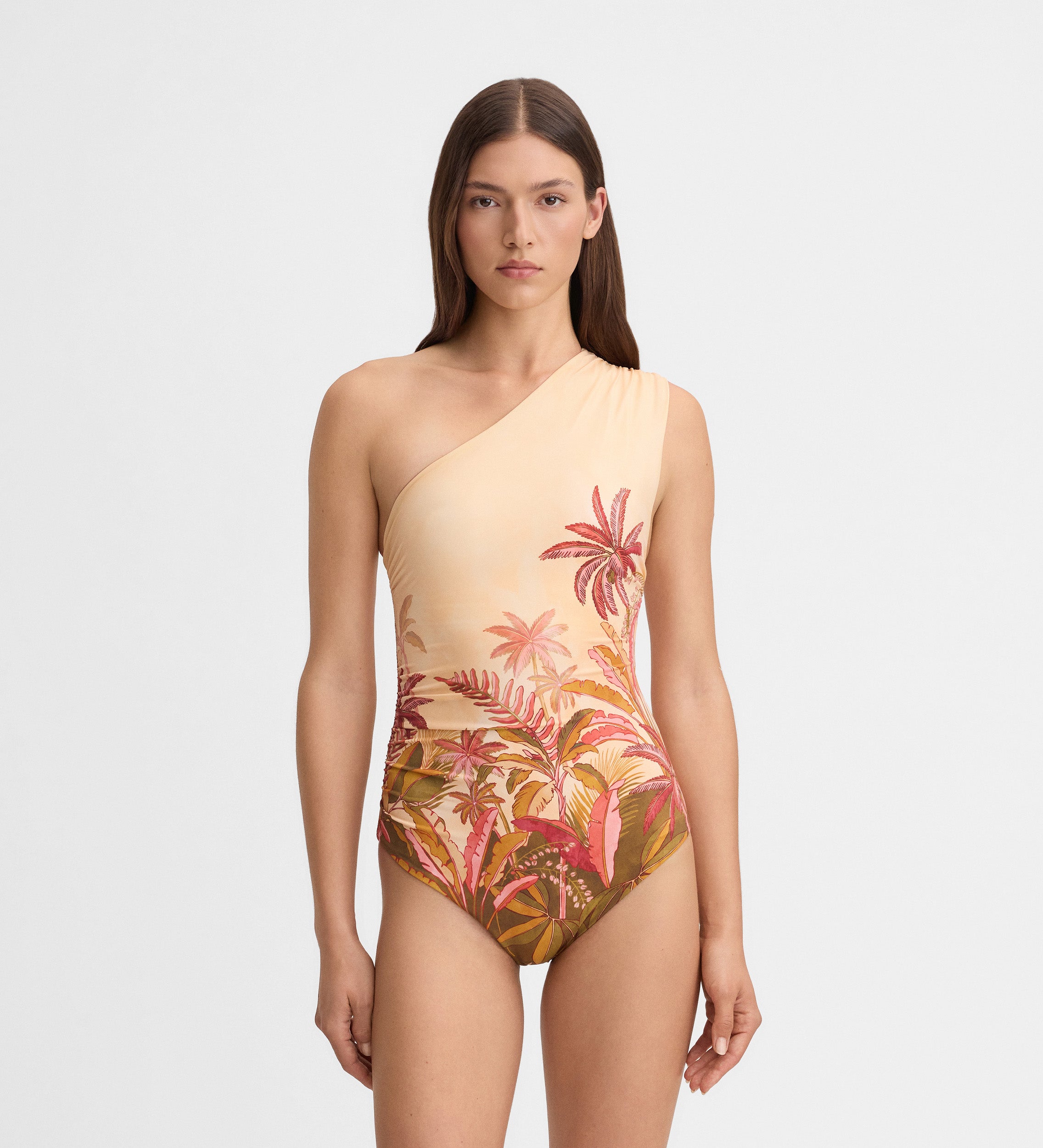 Bañador estampado escote asimétrico