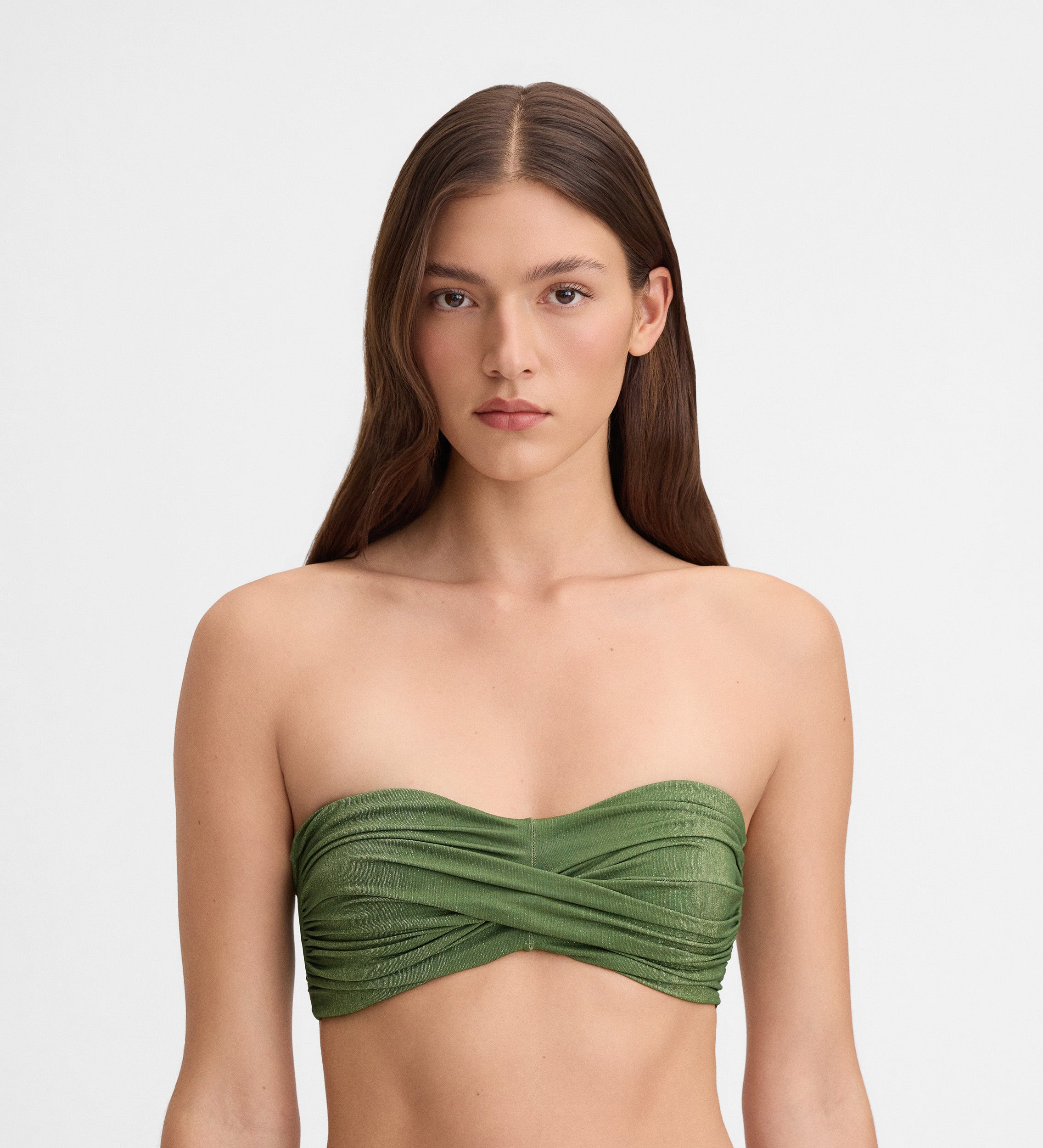 Top bikini bandeau drapeado