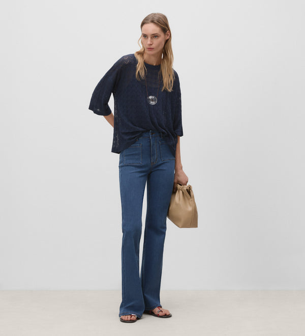 Denim pants with patch pockets