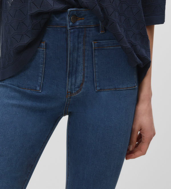 Denim pants with patch pockets
