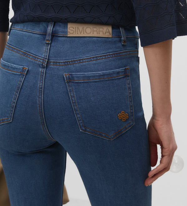 Denim pants with patch pockets