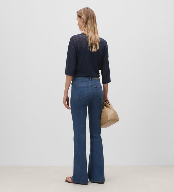 Denim pants with patch pockets