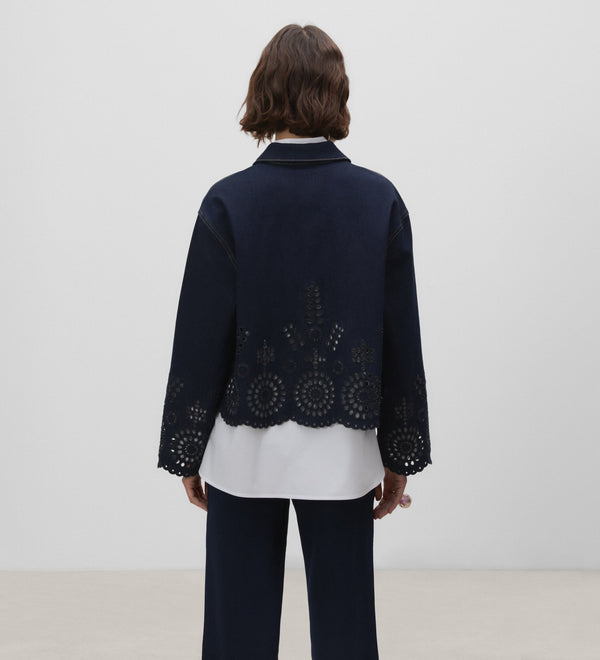 English embroidery denim jacket