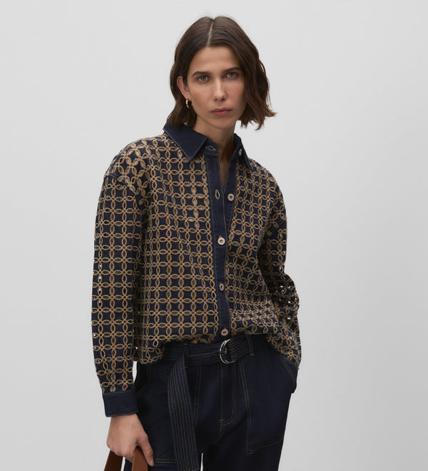 Contrast English embroidery jacket
