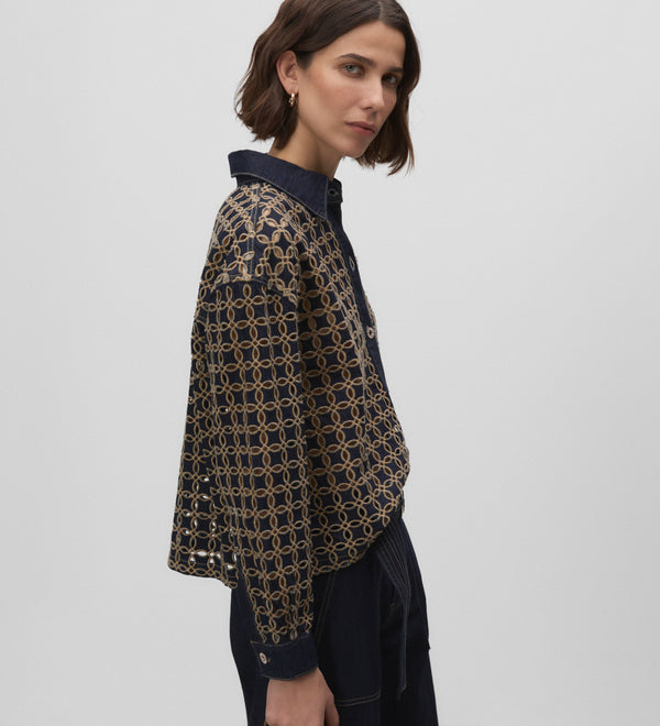 Contrast English embroidery jacket