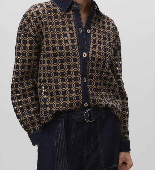 Contrast English embroidery jacket