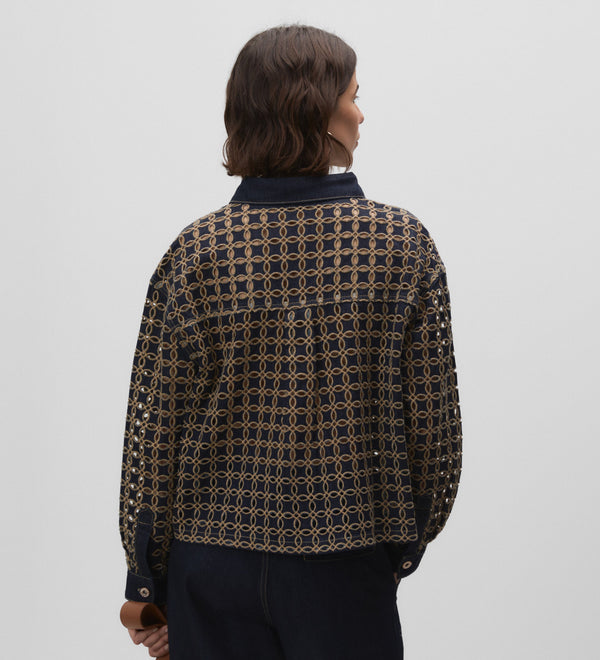 Contrast English embroidery jacket