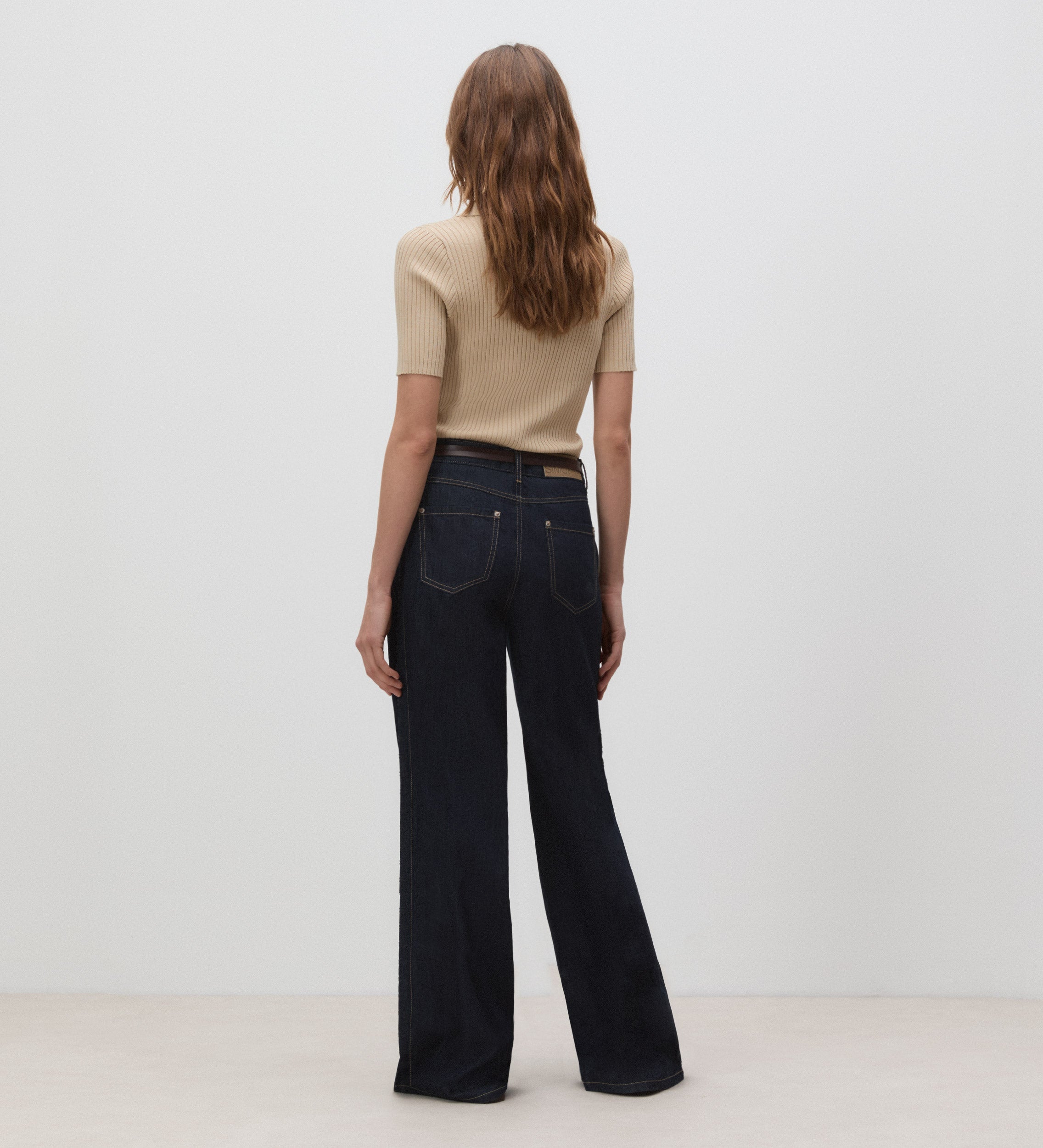 Embroidered wide leg trousers