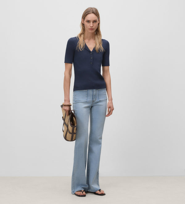 Haut en tricot à col polo