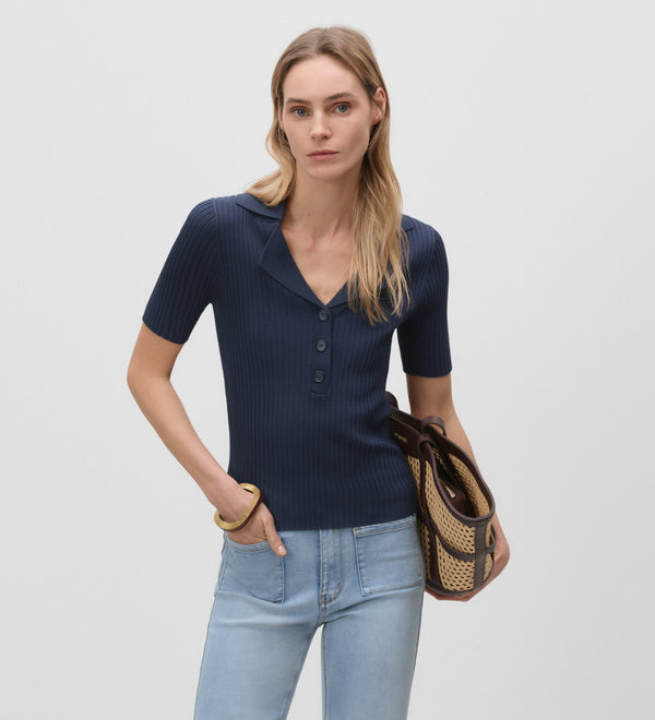Haut en tricot à col polo