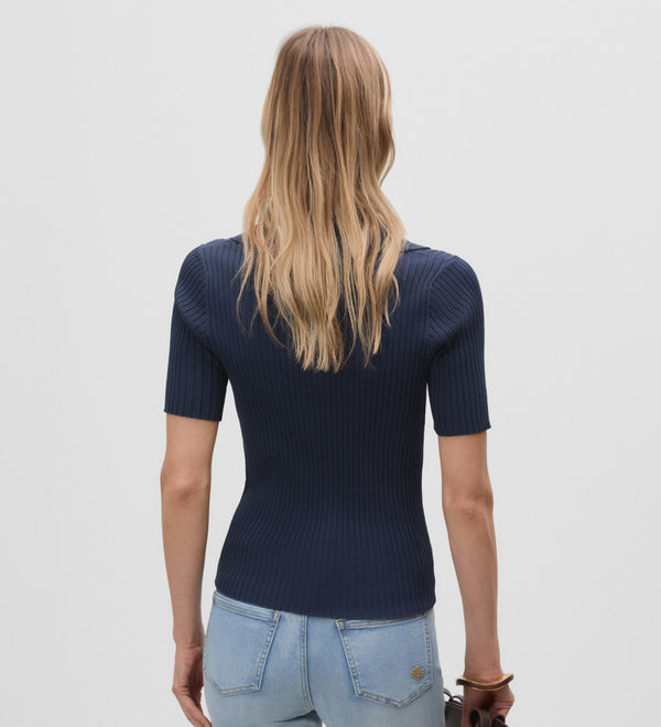 Haut en tricot à col polo