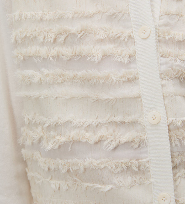 Short bi-material cardigan