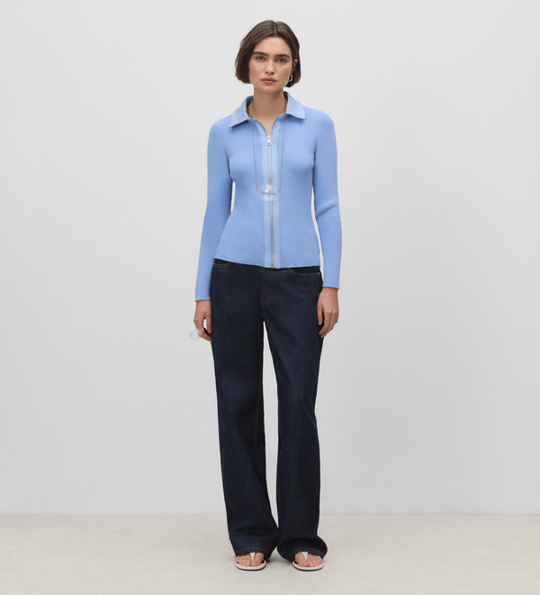 Short cardigan with shirt collar