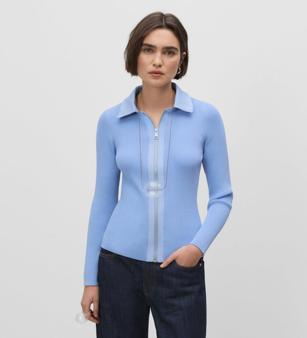 Short cardigan with shirt collar