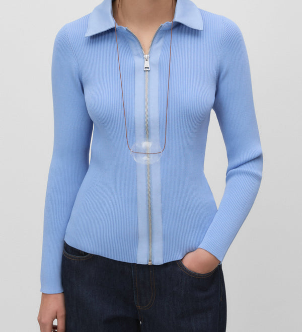 Short cardigan with shirt collar