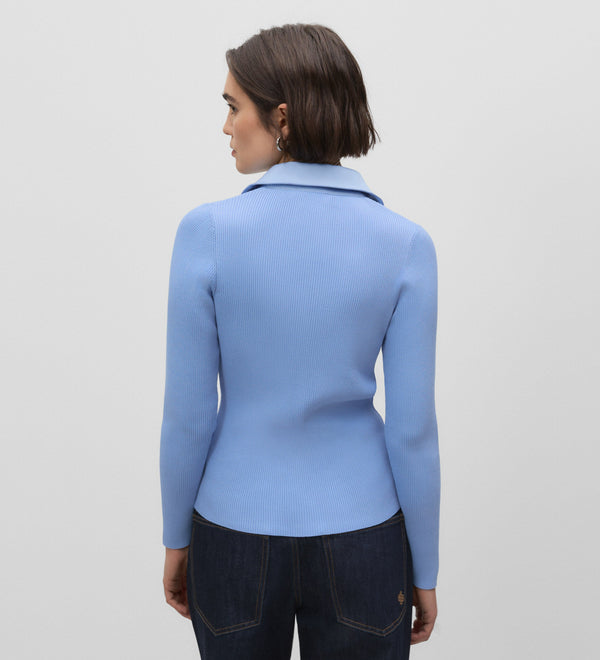 Short cardigan with shirt collar