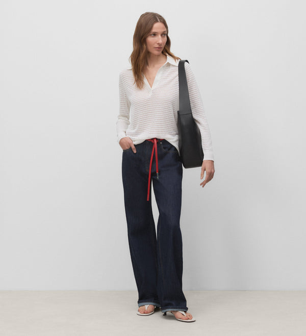 Openwork polo-style jersey