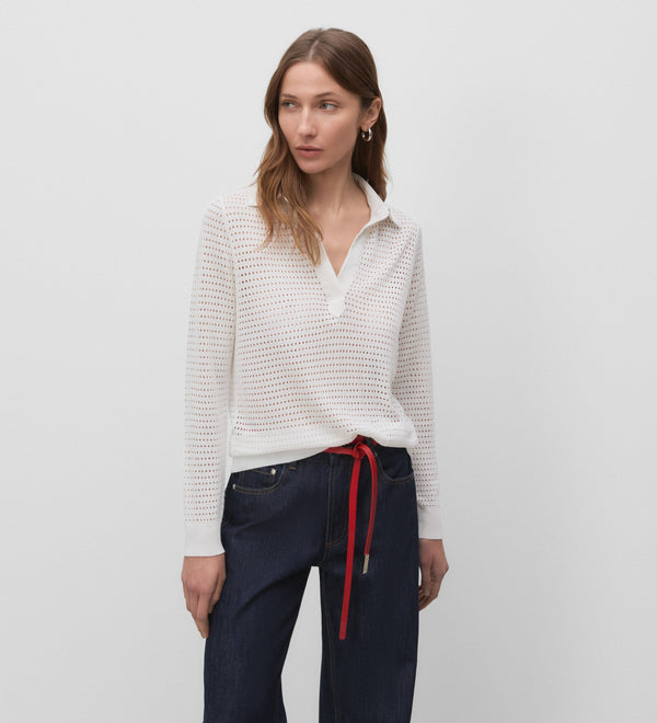 Openwork polo-style jersey