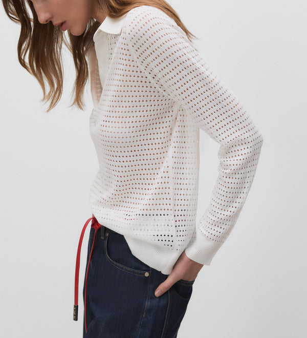 Openwork polo-style jersey