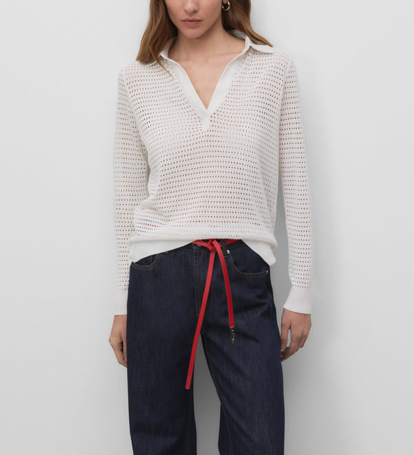 Openwork polo-style jersey