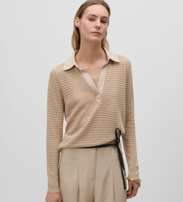 Openwork polo-style jersey