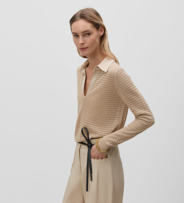 Openwork polo-style jersey
