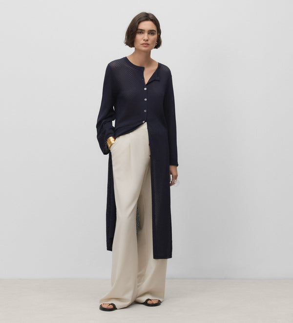 Long openwork cardigan