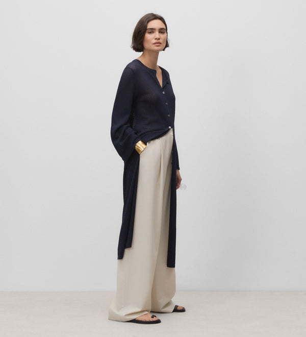 Long openwork cardigan