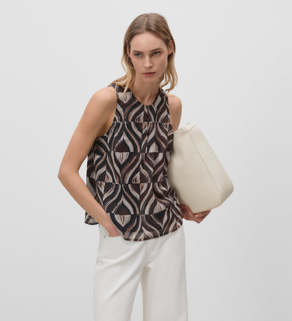 Asymmetrical printed top