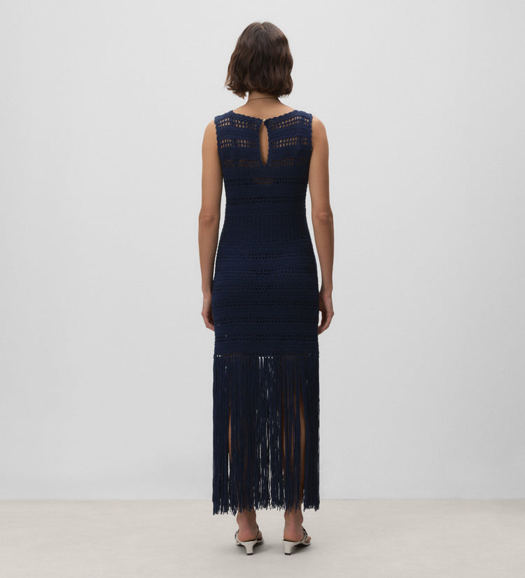 Robe en tricot à franges