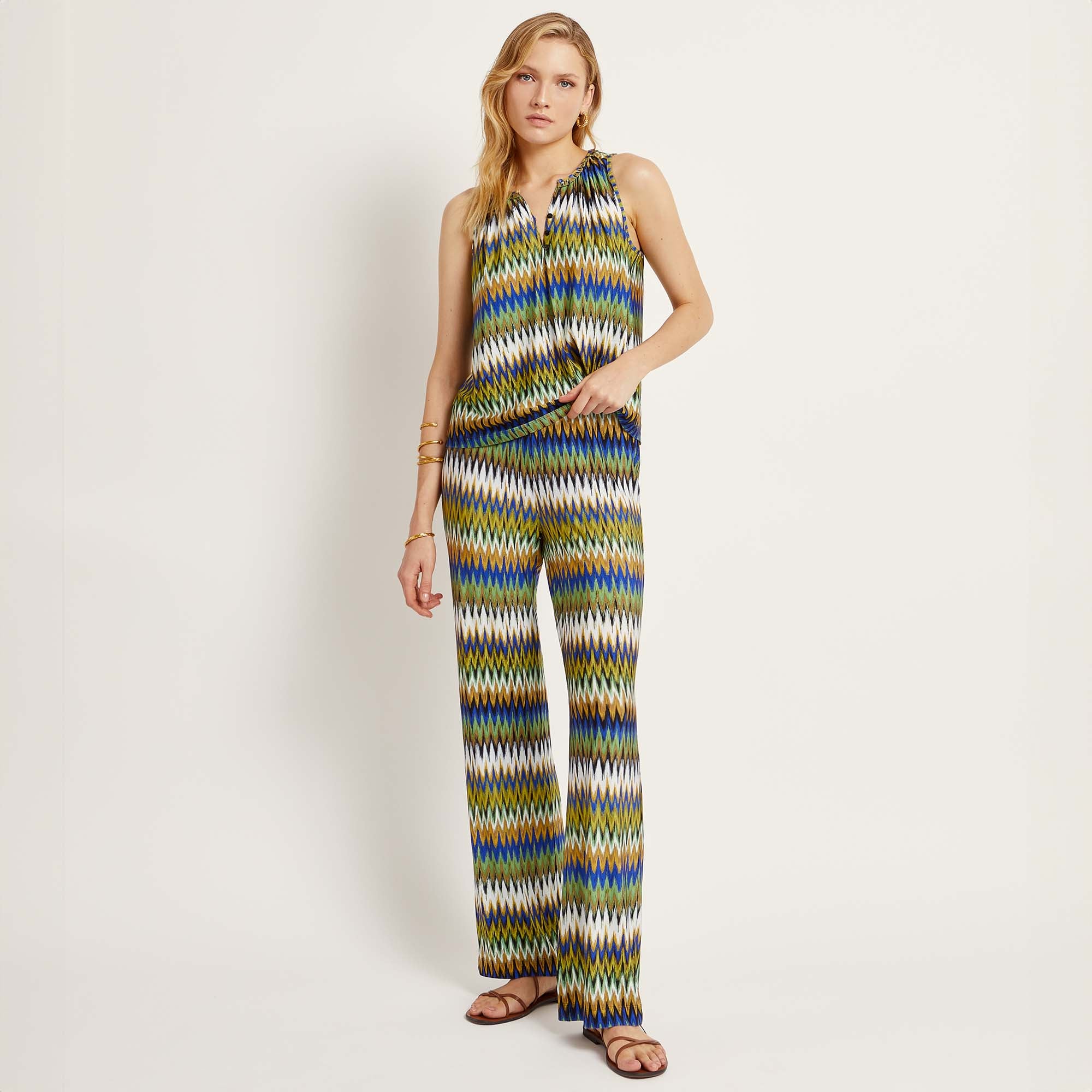 Printed stretch pants