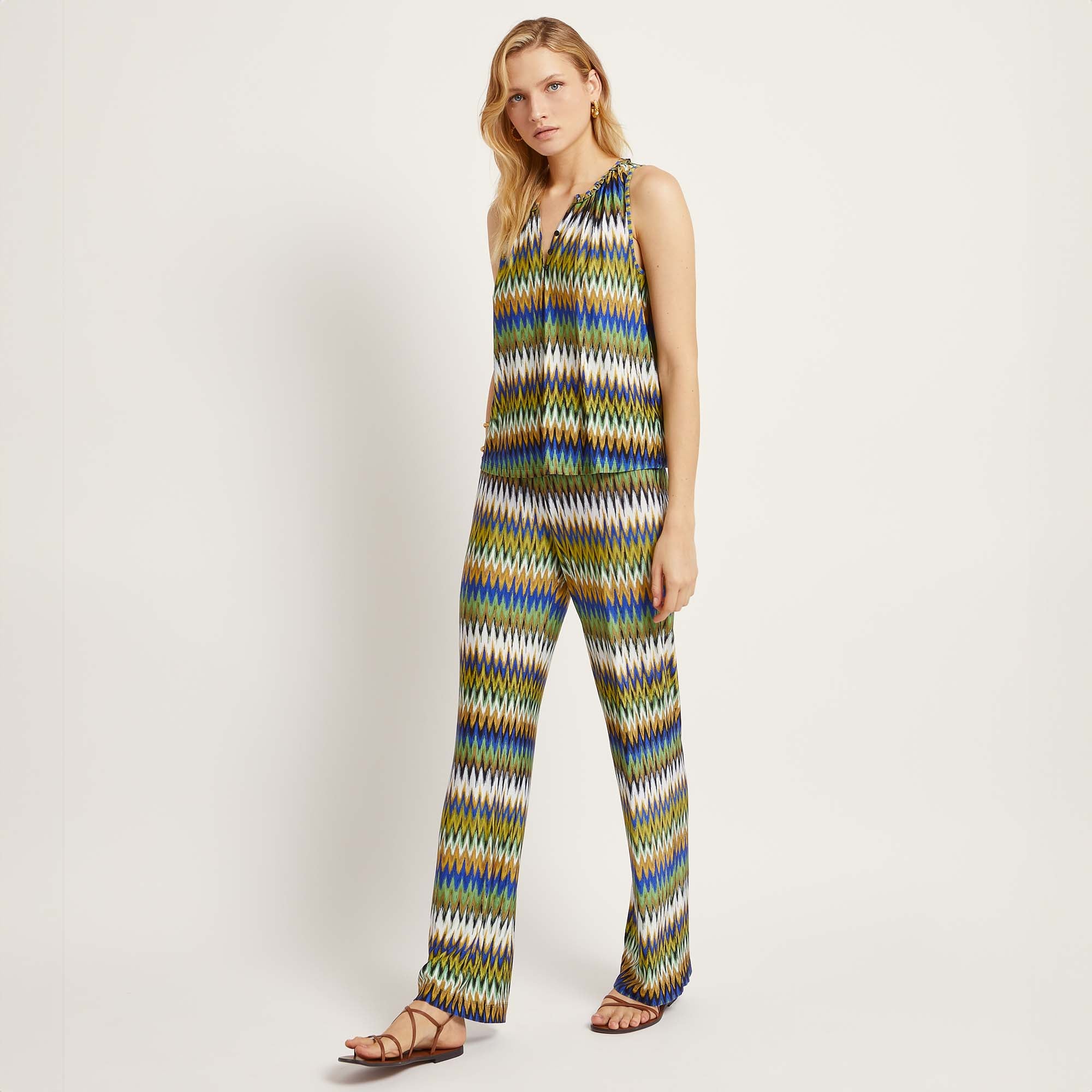 Printed stretch pants
