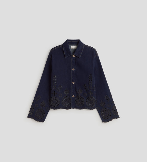 English embroidery denim jacket