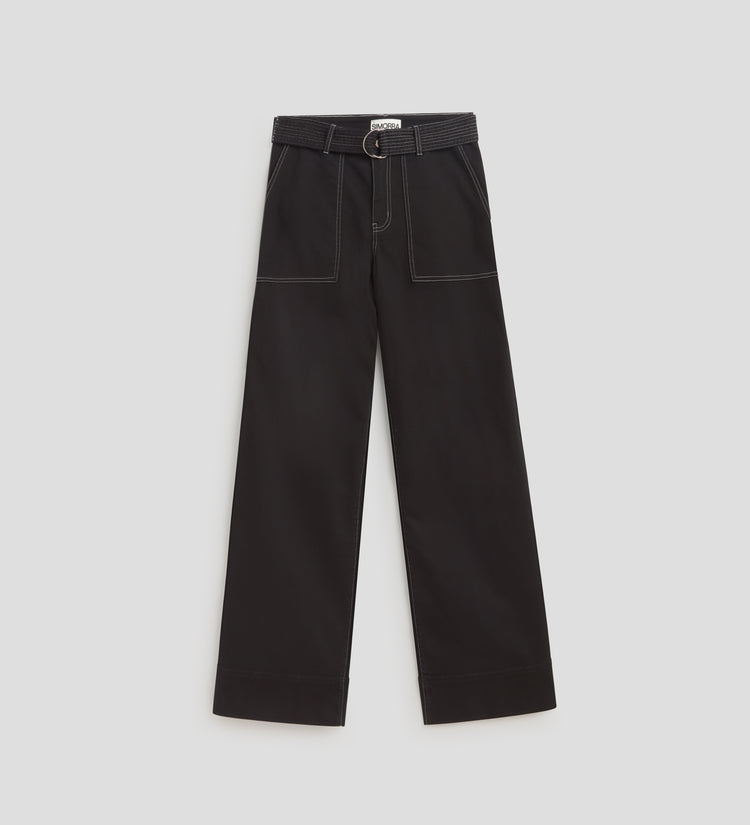 Pantalón denim pespuntes