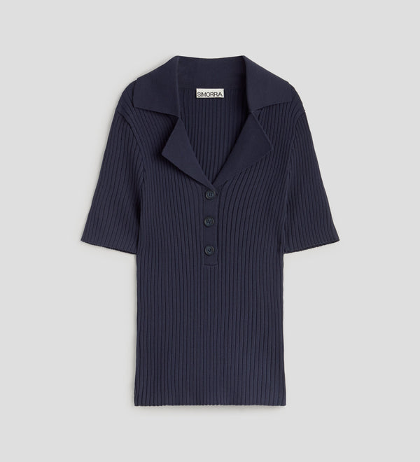 Haut en tricot à col polo