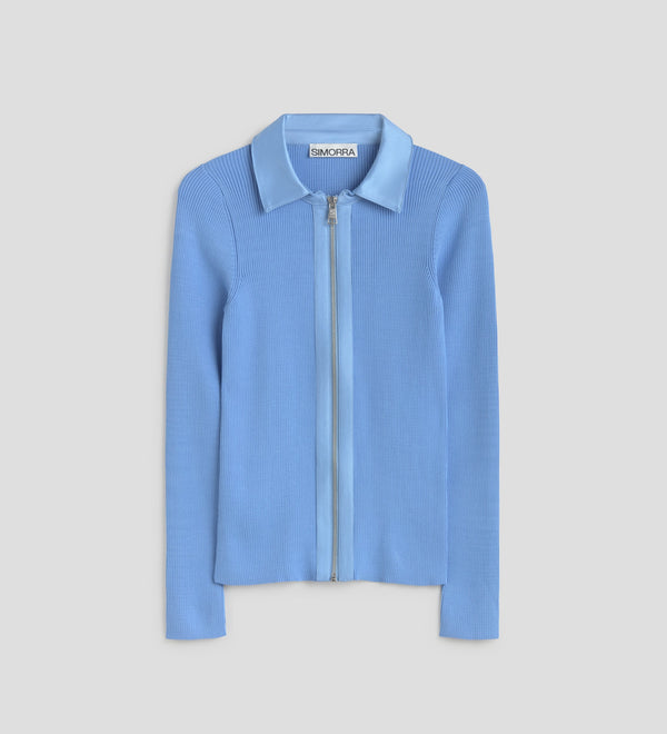 Short cardigan with shirt collar