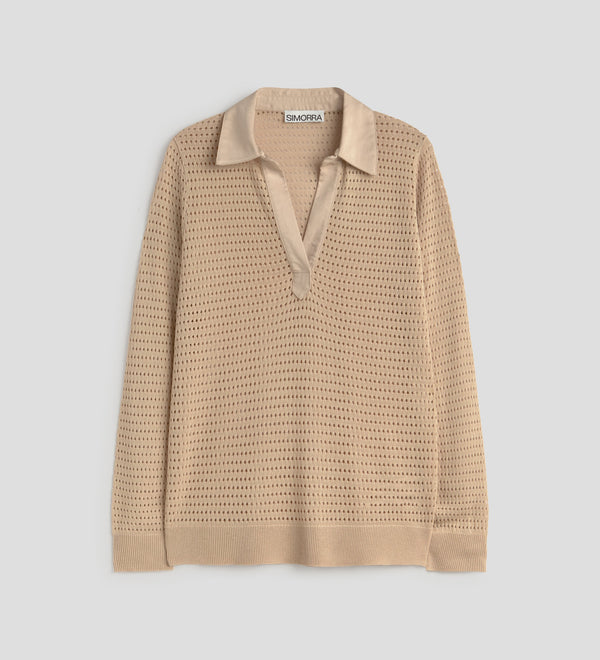 Openwork polo-style jersey