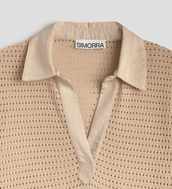 Openwork polo-style jersey