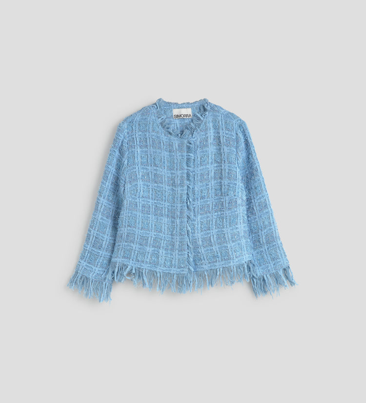 Chaqueta tweed flecos