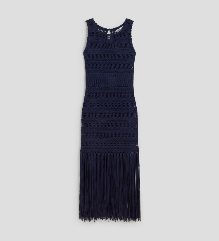 Robe en tricot à franges