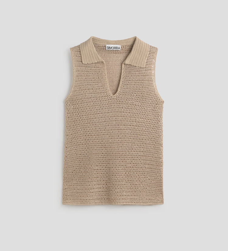 Polo neck knit top