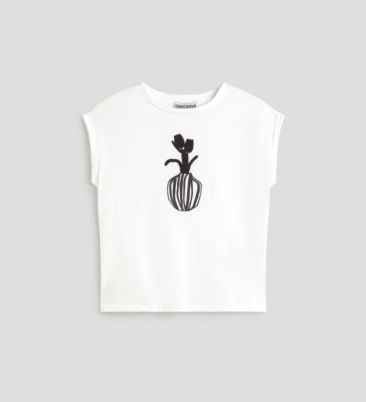 Camiseta bordado flor