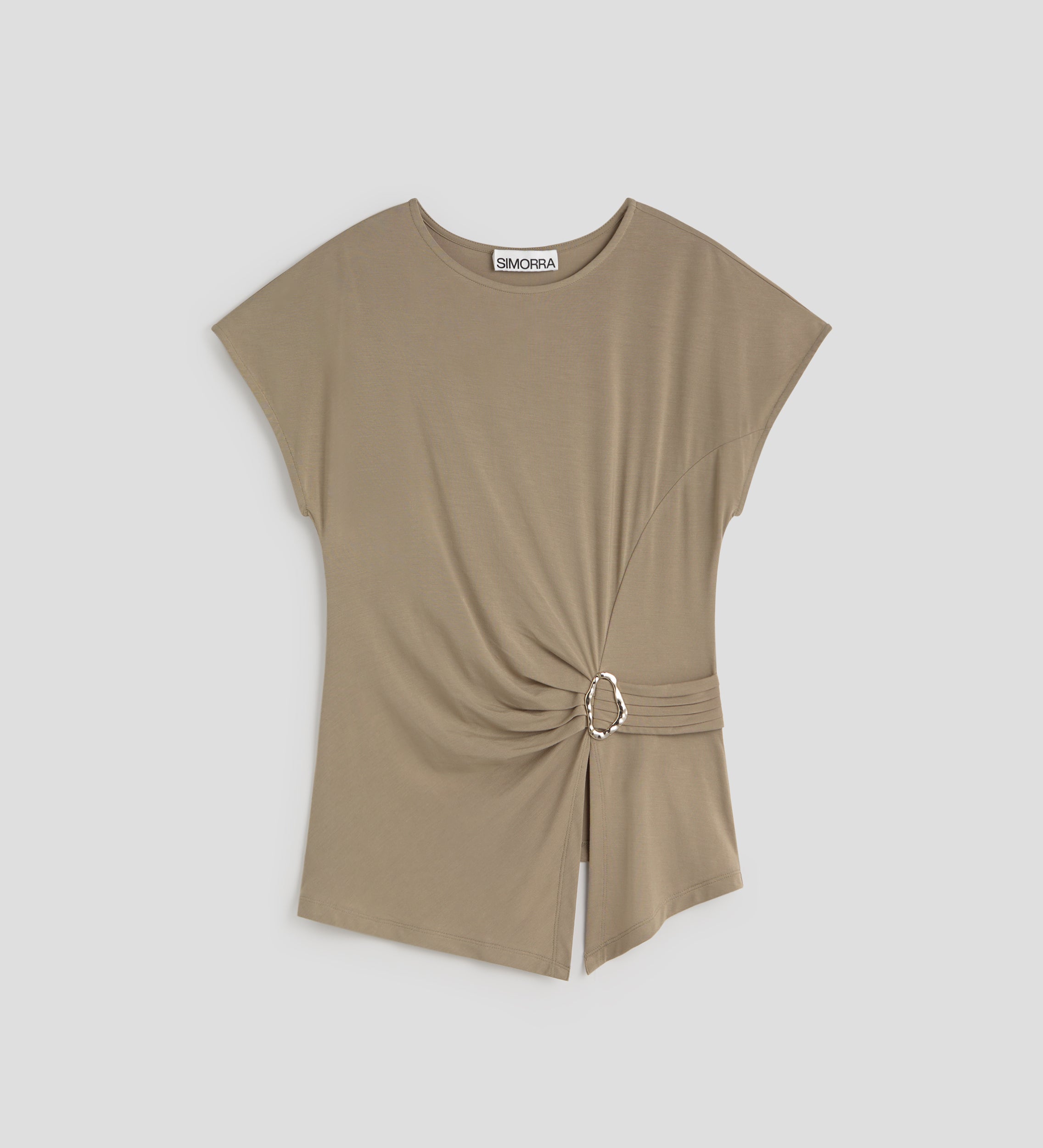 Asymmetrical buckle t-shirt