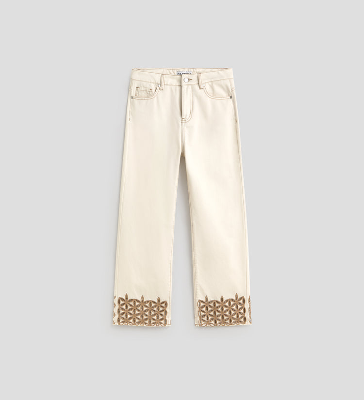 Pantalon court brodé décoratif